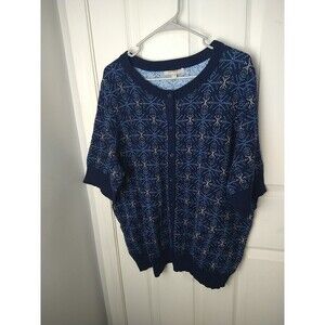 Woman Within 22/24 Snowflake Sweater Button Shirt Sleeve Cardigan Casual